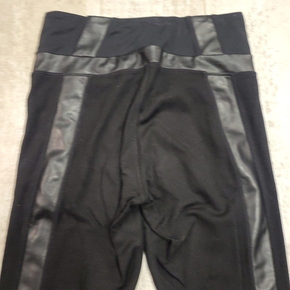 Athleta Ponte Knit Moto Legging Faux Leather Zip Black Hi Rise Waist Small - Picture 7 of 9